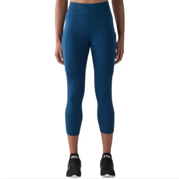 Lululemon Sole Training Crop Poseidon Teal Legging Size 6 Cropped Mesh - Picture 7 of 9